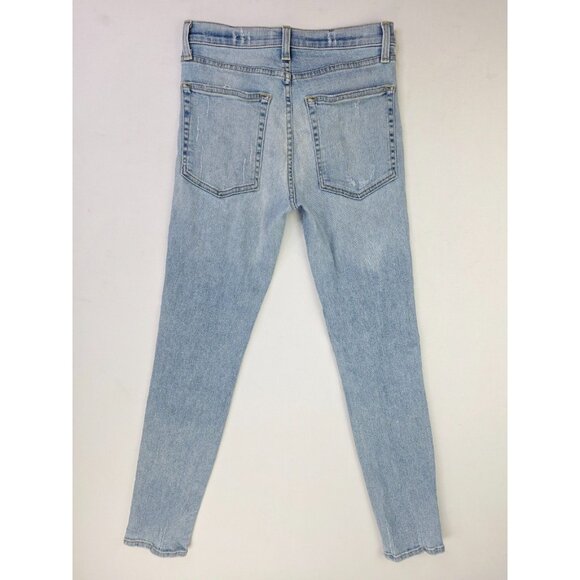Nili Lotan Size 25X29 Womens Mid Rise Light Factory Distress Blue Denim Jeans - Picture 1 of 15